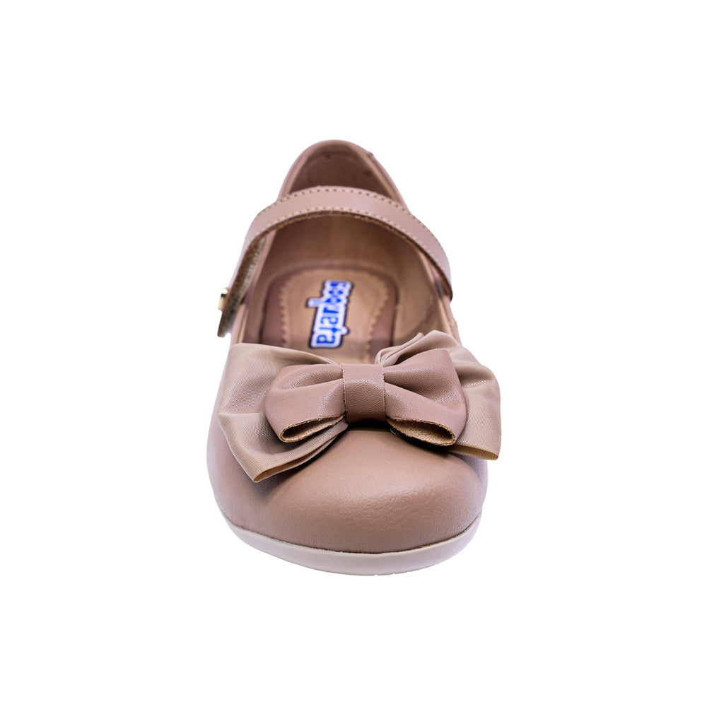 BALERINA COQUETA PARA NIÑA COLOR ARENA DE PIEL SLIP ON