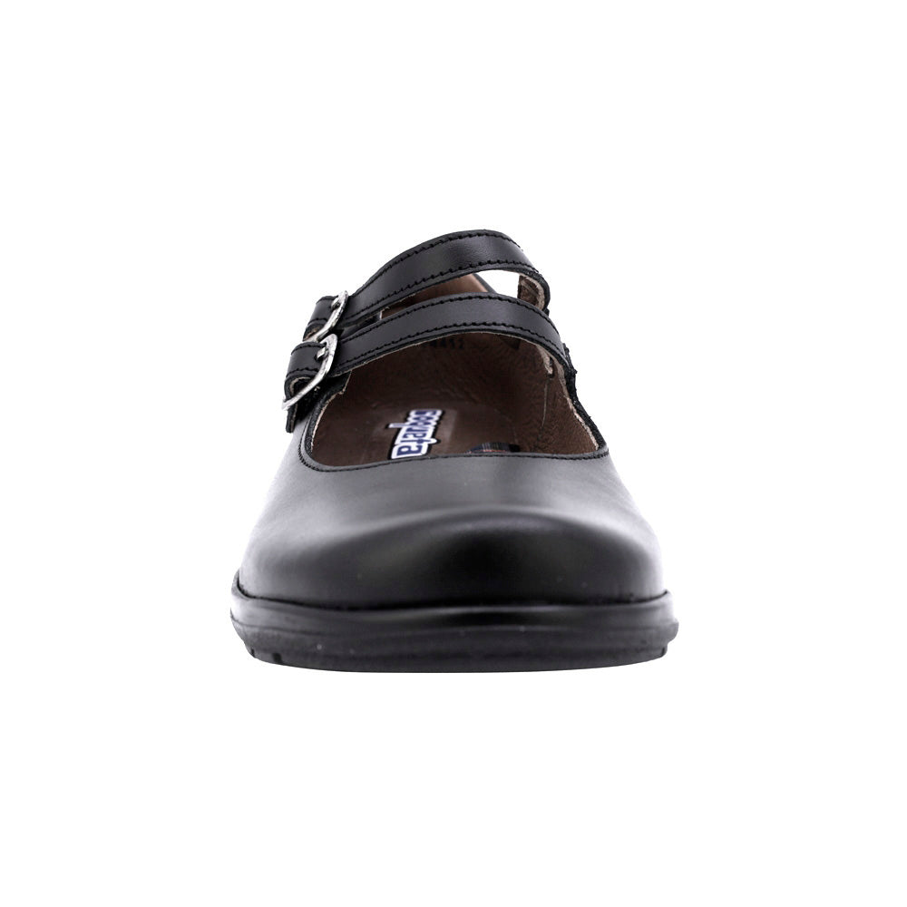 ZAPATO ESCOLAR COQUETA PARA NIÑA PIEL NEGRO DANNA CON DOBLE HEBILLA