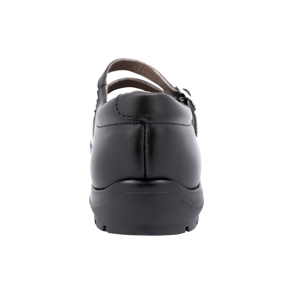 ZAPATO ESCOLAR COQUETA PARA NIÑA PIEL NEGRO DANNA CON DOBLE HEBILLA