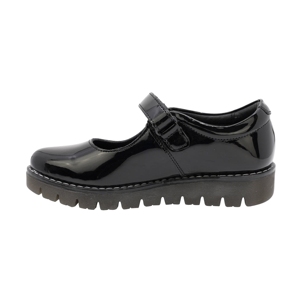 ZAPATO ESCOLAR COQUETA PARA NIÑA SINTÉTICO NEGRO FLORENCE CON TIRA DE CONTACTO
