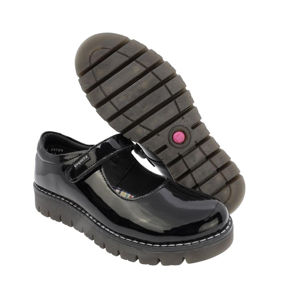 ZAPATO ESCOLAR COQUETA PARA NIÑA SINTÉTICO NEGRO FLORENCE CON TIRA DE CONTACTO