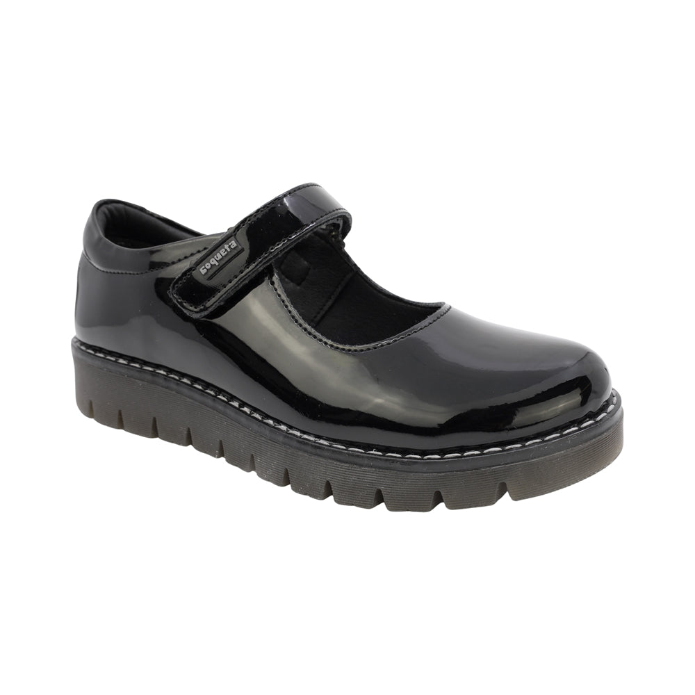 ZAPATO ESCOLAR COQUETA PARA NIÑA SINTÉTICO NEGRO FLORENCE CON TIRA DE CONTACTO