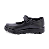 ZAPATO ESCOLAR COQUETA PARA NIÑA PIEL NEGRO FLORENCE CON TIRA DE CONTACTO