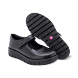 ZAPATO ESCOLAR COQUETA PARA NIÑA PIEL NEGRO FLORENCE CON TIRA DE CONTACTO