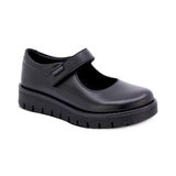 ZAPATO ESCOLAR COQUETA PARA NIÑA PIEL NEGRO FLORENCE CON TIRA DE CONTACTO