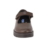 ZAPATO ESCOLAR COQUETA PARA NIÑA PIEL CAFE FLORENCE CON TIRA DE CONTACTO