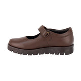 ZAPATO ESCOLAR COQUETA PARA NIÑA PIEL CAFE FLORENCE CON TIRA DE CONTACTO