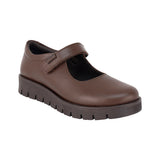 ZAPATO ESCOLAR COQUETA PARA NIÑA PIEL CAFE FLORENCE CON TIRA DE CONTACTO