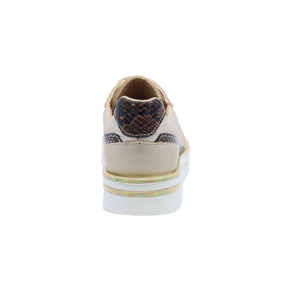 TENIS COQUETA  PARA NIÑA SINTÉTICO BEIGE NORA CON AGUJETA