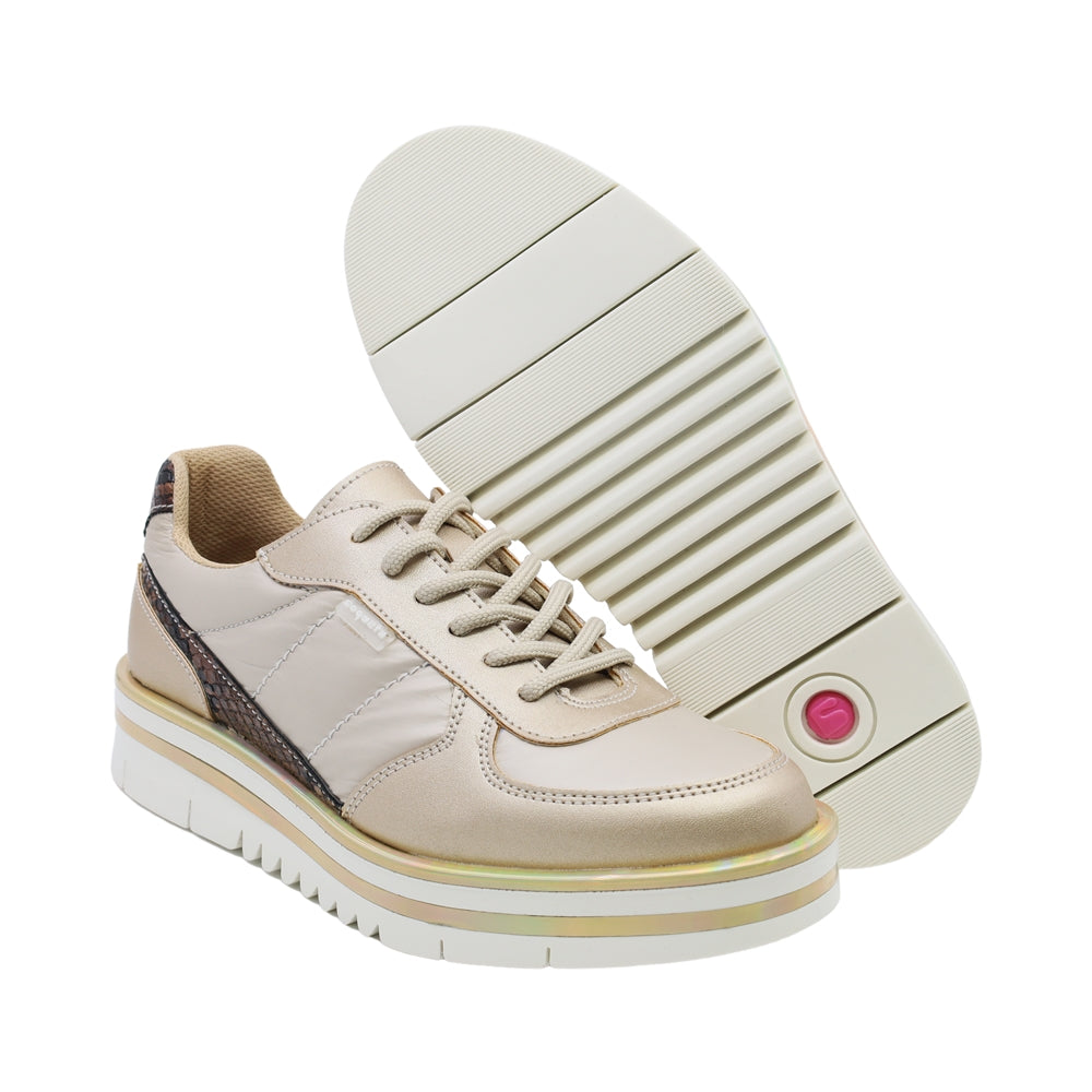 TENIS COQUETA  PARA NIÑA SINTÉTICO BEIGE NORA CON AGUJETA