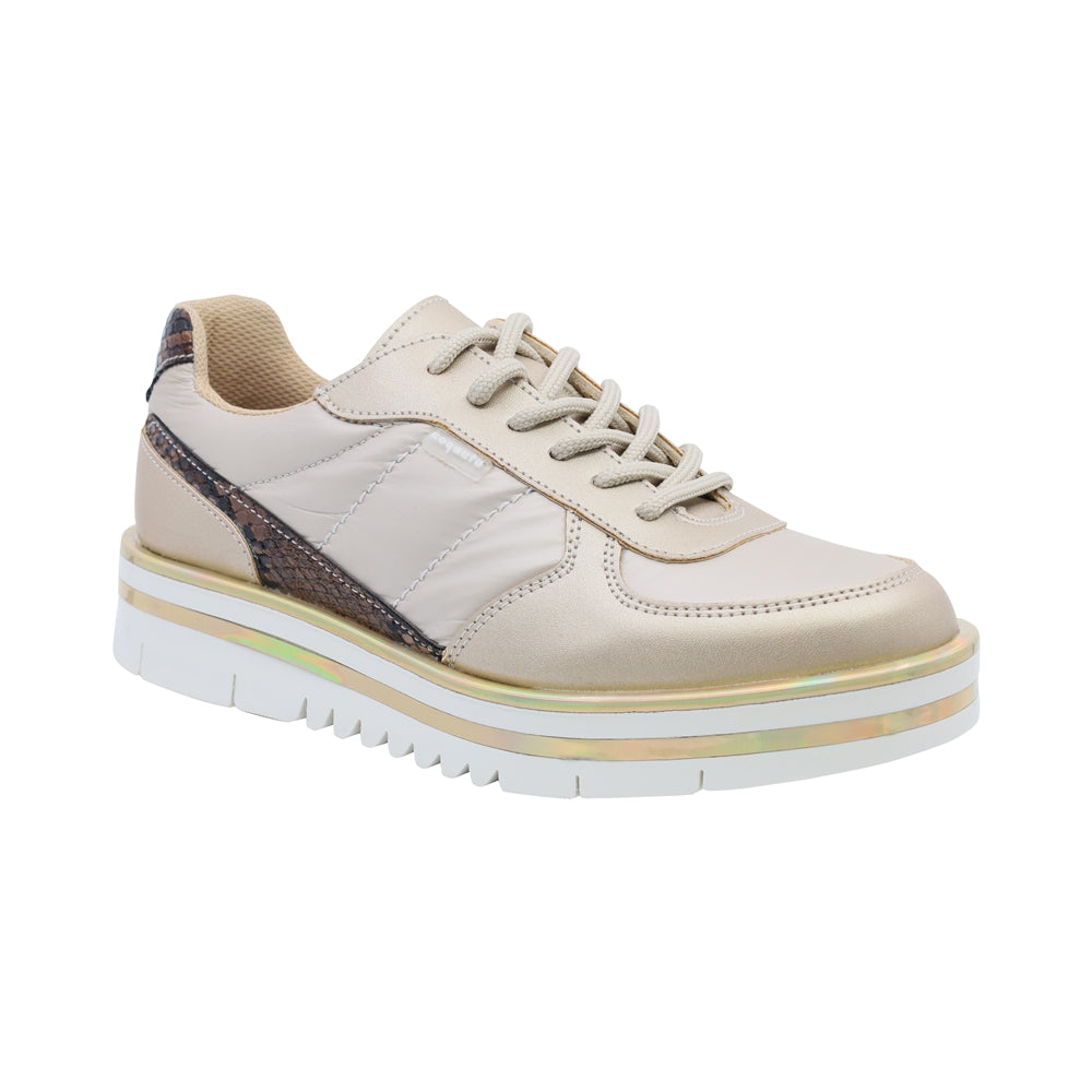 TENIS COQUETA  PARA NIÑA SINTÉTICO BEIGE NORA CON AGUJETA