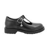 ZAPATO ESCOLAR COQUETA PARA NIÑA PIEL NEGRO MARTÍN CON CORREA EN T CON HEBILLA
