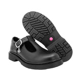 ZAPATO ESCOLAR COQUETA PARA NIÑA PIEL NEGRO MARTÍN CON CORREA EN T CON HEBILLA