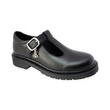 ZAPATO ESCOLAR COQUETA PARA NIÑA PIEL NEGRO MARTÍN CON CORREA EN T CON HEBILLA