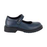ZAPATO ESCOLAR COQUETA PARA NIÑA PIEL AZUL MARTÍN CON TIRA DE CONTACTO
