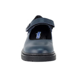 ZAPATO ESCOLAR COQUETA PARA NIÑA PIEL AZUL MARTÍN CON TIRA DE CONTACTO