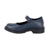 ZAPATO ESCOLAR COQUETA PARA NIÑA PIEL AZUL MARTÍN CON TIRA DE CONTACTO