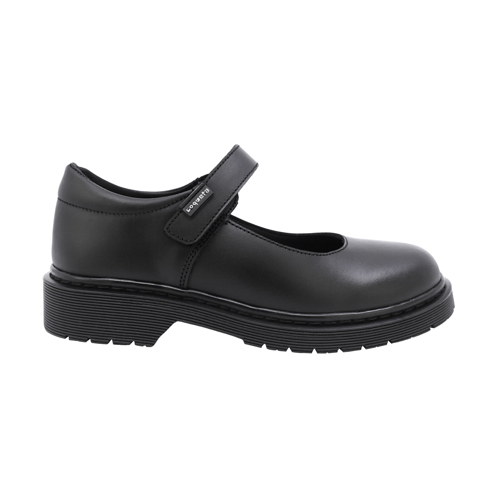 ZAPATO ESCOLAR COQUETA PARA NIÑA PIEL NEGRO MARTÍN CON TIRA DE CONTACTO