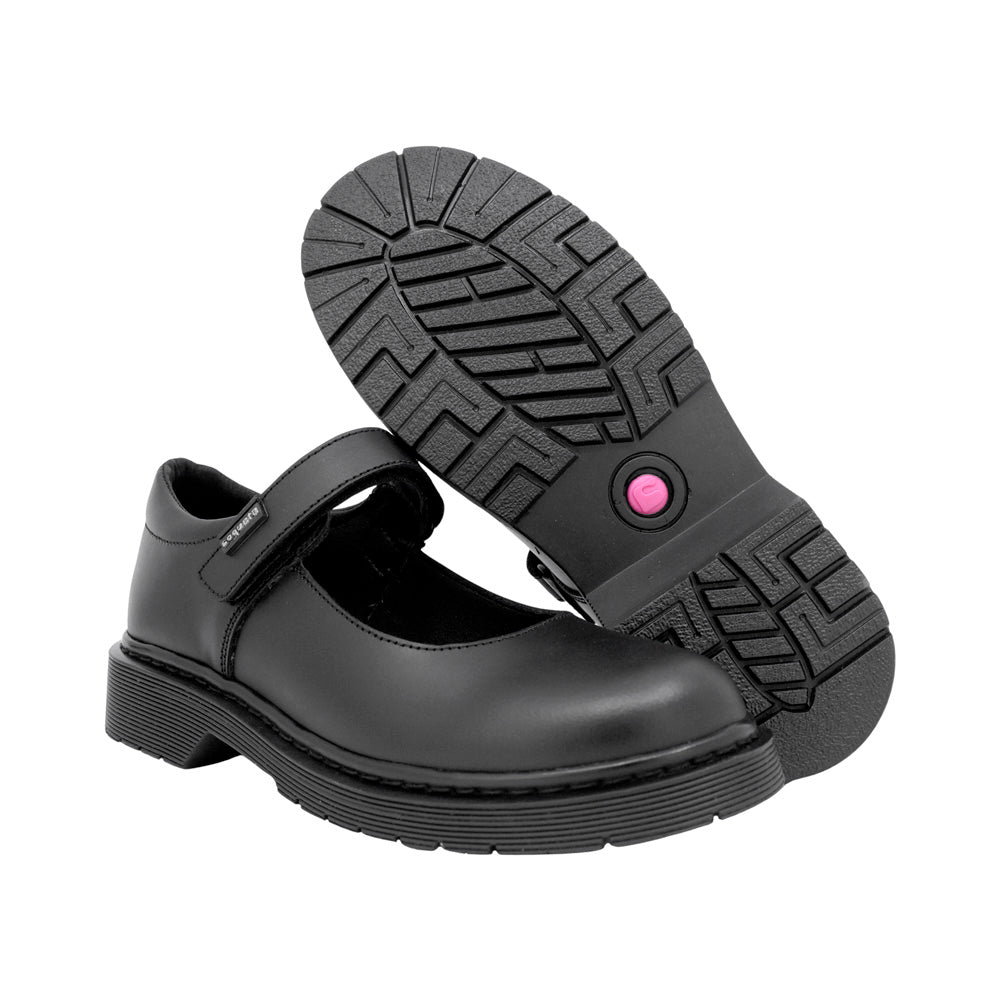 ZAPATO ESCOLAR COQUETA PARA NIÑA PIEL NEGRO MARTÍN CON TIRA DE CONTACTO