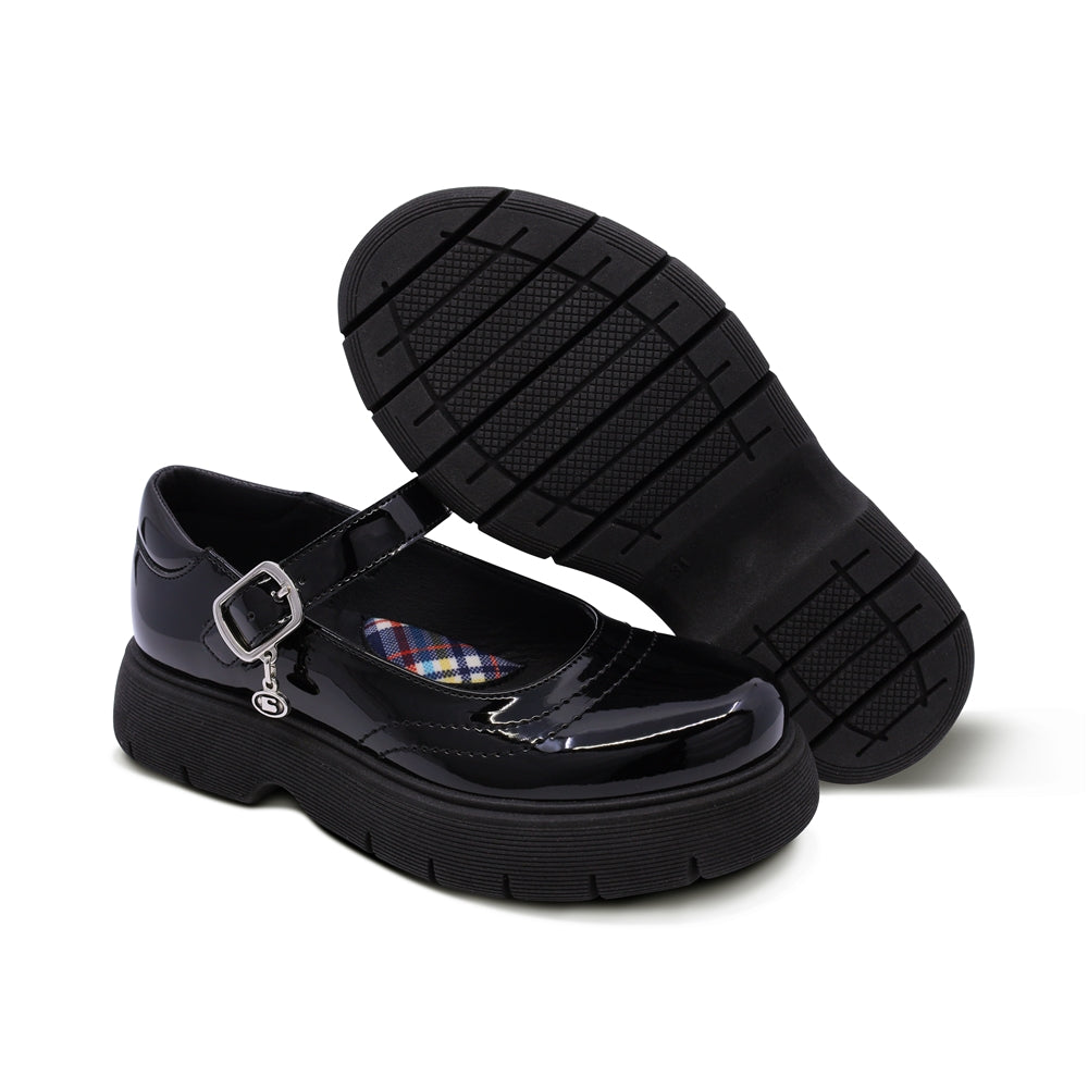 Zapato escolar Coqueta de charol color negro Igor con hebilla