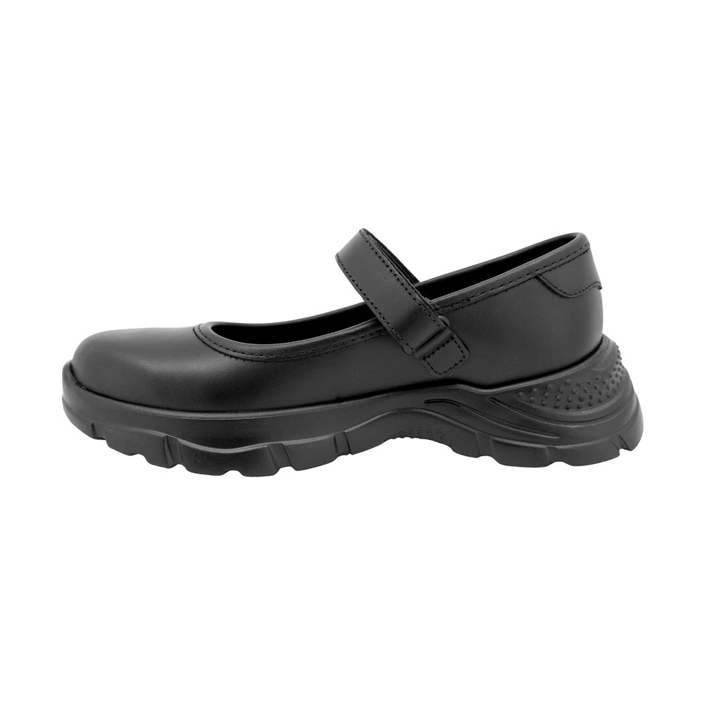 ZAPATO ESCOLAR COQUETA PARA NIÑA PIEL NEGRO NEMO CON TIRA DE CONTACTO