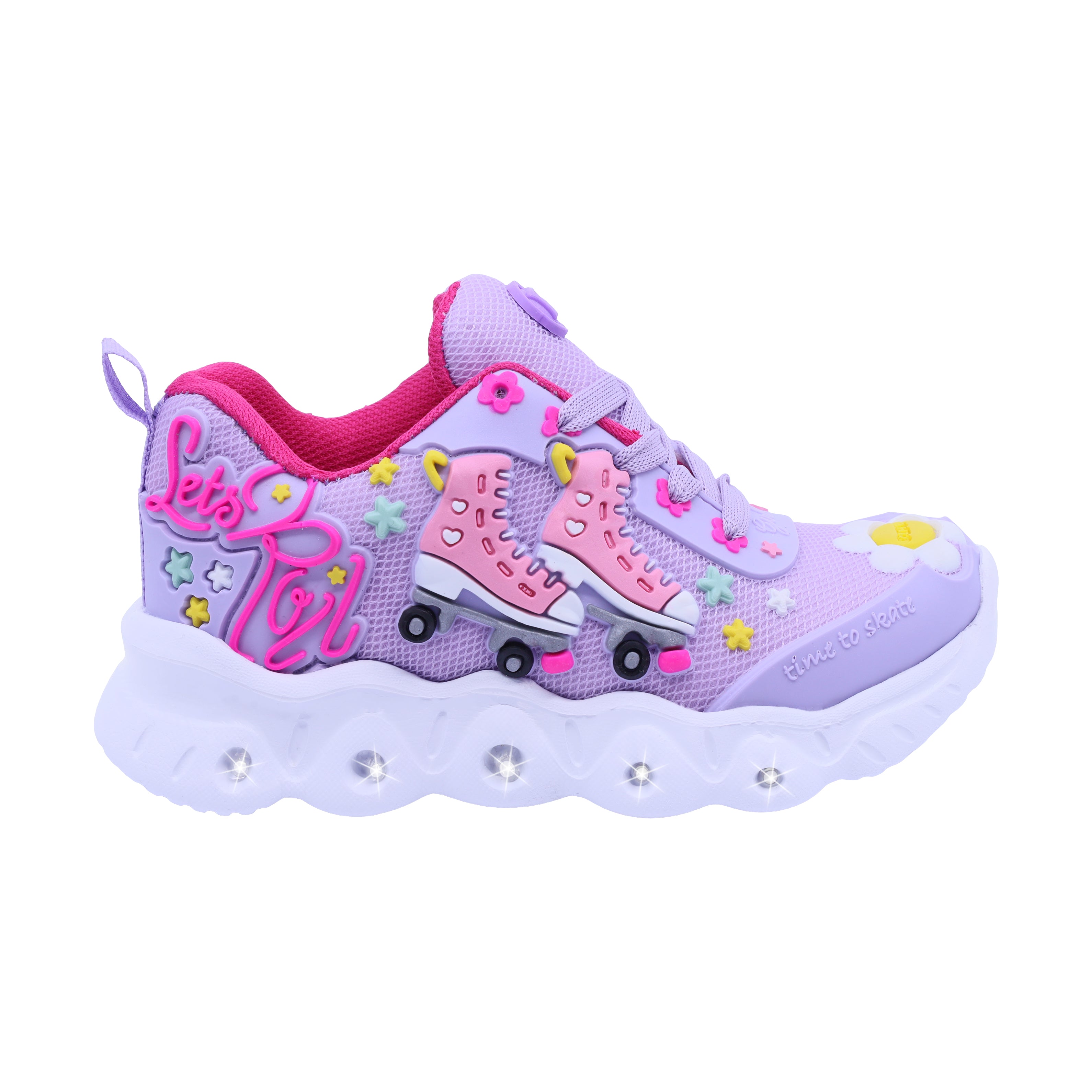 Tenis Coqueta para niña en textil morado Two con diseño de patines