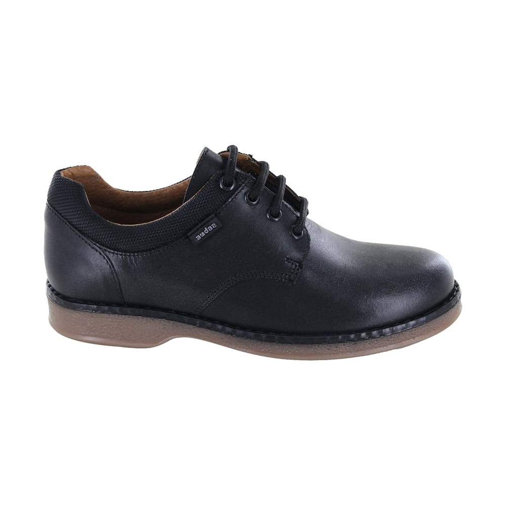 ZAPATO ESCOLAR AUDAZ PARA NIÑO PIEL NEGRO MATIAS CON AGUJETA
