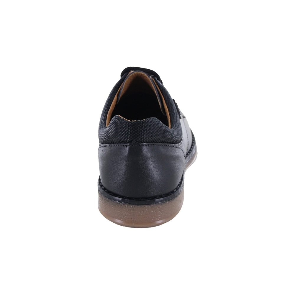 ZAPATO ESCOLAR AUDAZ PARA NIÑO PIEL NEGRO MATIAS CON AGUJETA