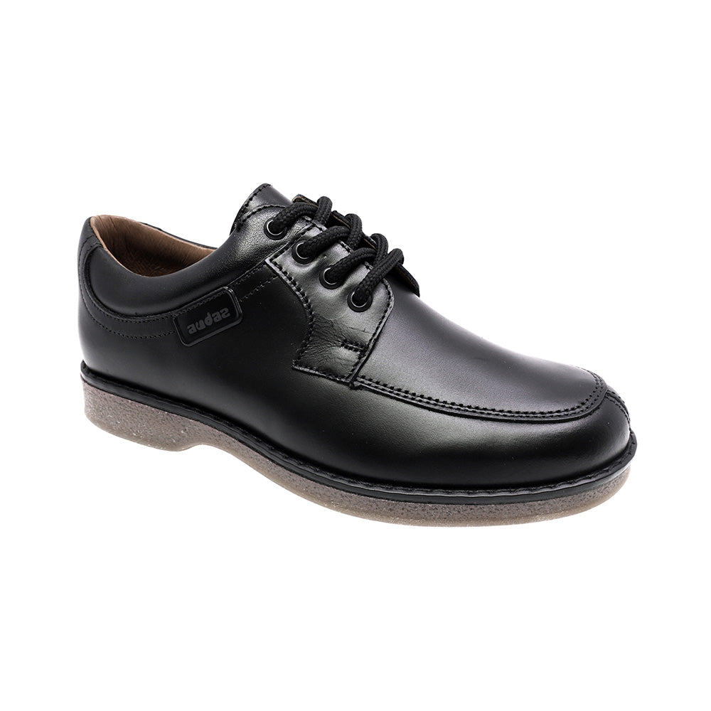 ZAPATO ESCOLAR AUDAZ PARA NIÑO PIEL NEGRO MATIAS CON AGUJETA
