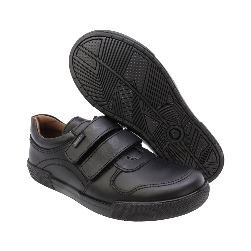 ZAPATO ESCOLAR AUDAZ PARA NIÑO PIEL NEGRO POPEYE CON DOBLE TIRA DE CONTACTO