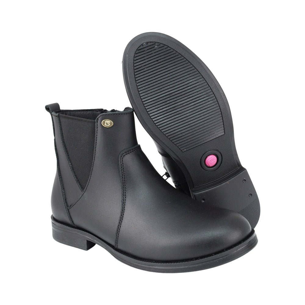 BOTA COQUETA PARA NIÑA EN PIEL COLOR NEGRO CANUTA CON ELÁSTICO