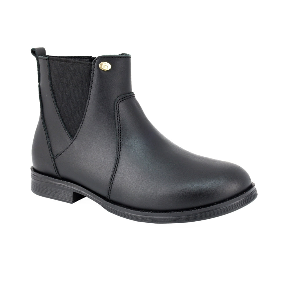 BOTA COQUETA PARA NIÑA EN PIEL COLOR NEGRO CANUTA CON ELÁSTICO