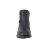 BOTA COQUETA PARA NIÑA EN PIEL COLOR NEGRO CANUTA CON ELÁSTICO Y HERRAJE DE CORAZÓN
