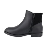 BOTA COQUETA PARA NIÑA EN PIEL COLOR NEGRO CANUTA CON ELÁSTICO Y HERRAJE DE CORAZÓN