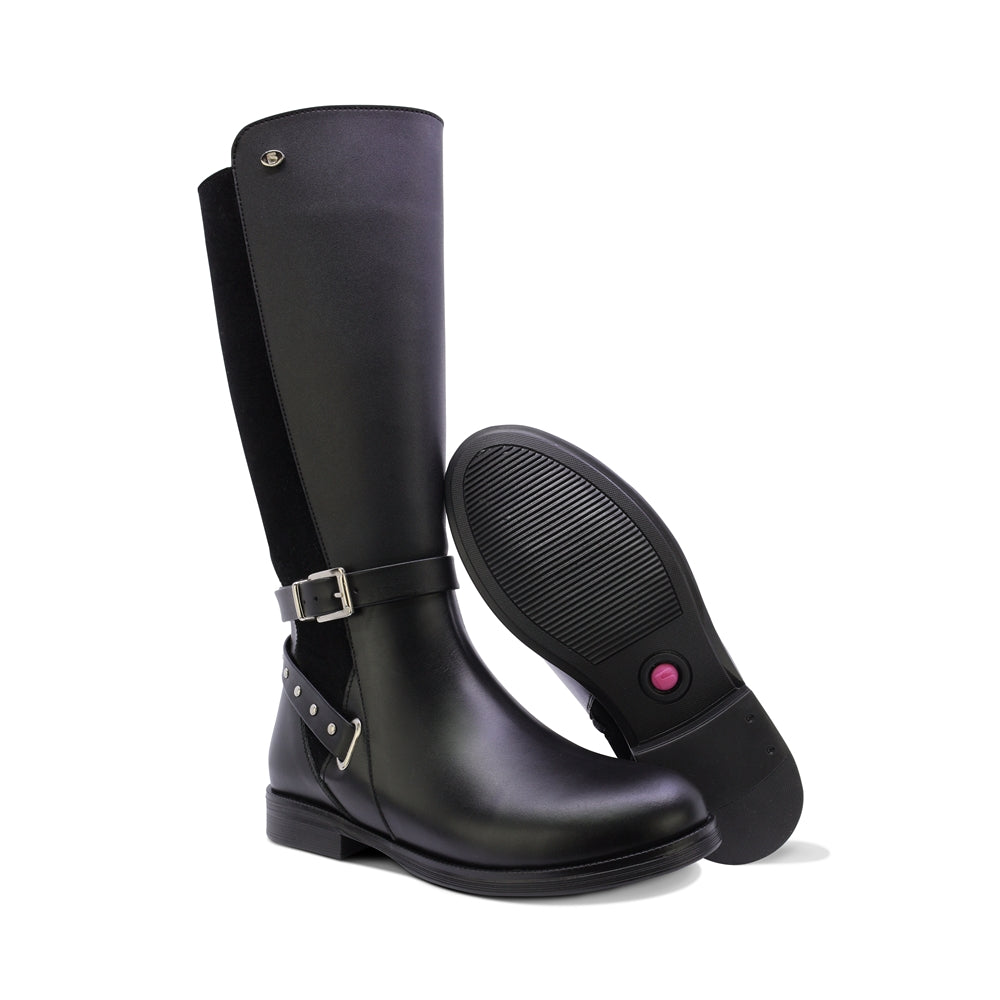 BOTA COQUETA PARA NIÑA DE SINTÉTICO COLOR NEGRO CANUTA CON CIERRE