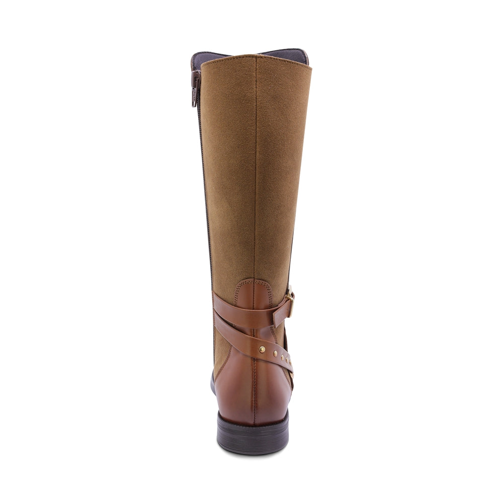 BOTA COQUETA PARA NIÑA DE SINTÉTICO COLOR MIEL CANUTA CON CIERRE