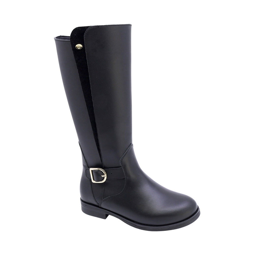 BOTA COQUETA PARA NIÑA EN SINTÉTICO COLOR NEGRO CANUTA CON HEBILLA