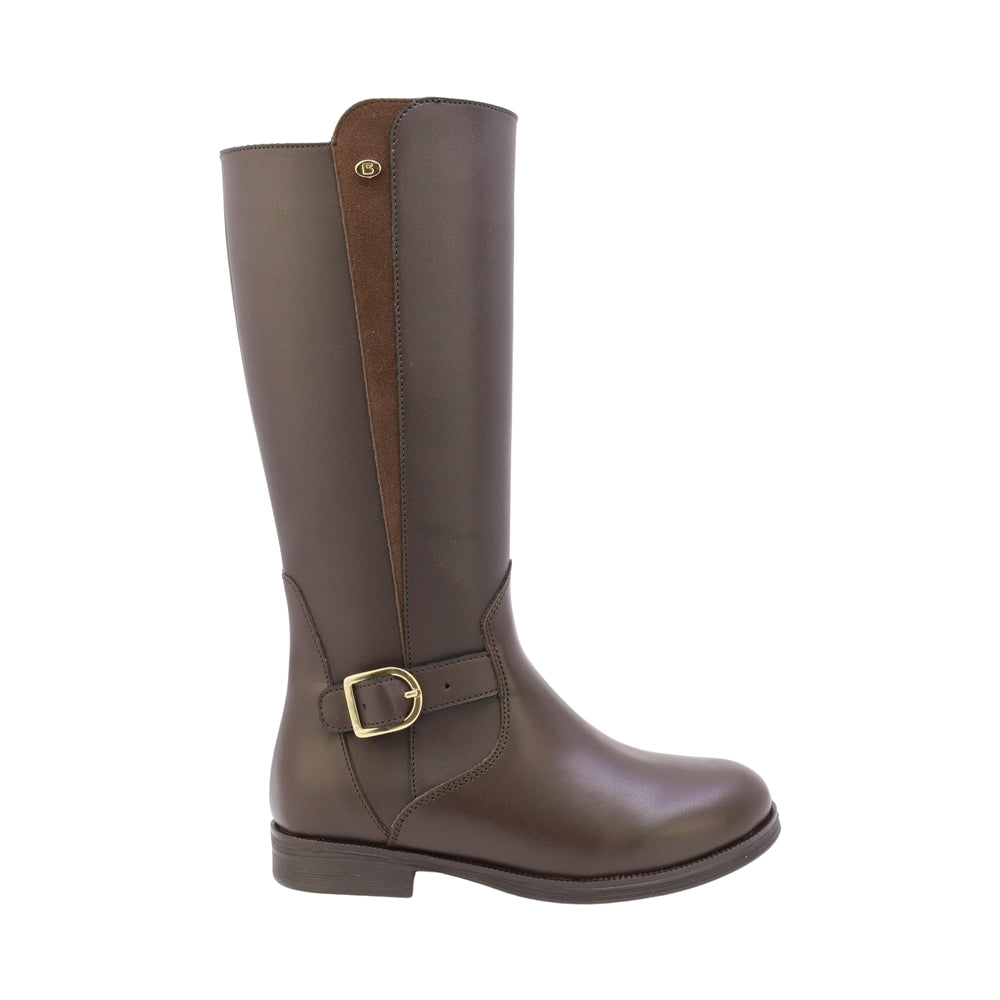 BOTA COQUETA PARA NIÑA EN SINTÉTICO COLOR CAFÉ CANUTA CON HEBILLA