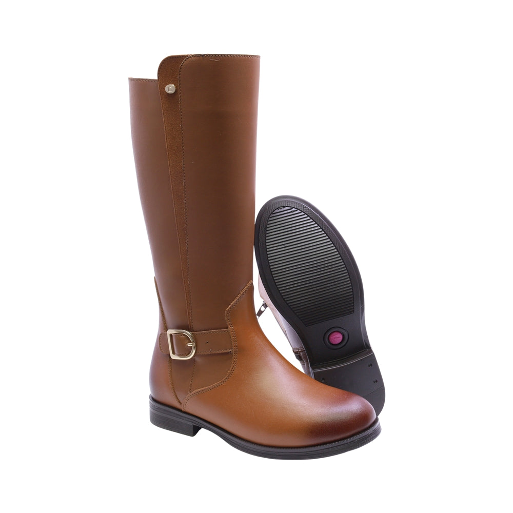 BOTA COQUETA PARA NIÑA EN SINTÉTICO COLOR MIEL CANUTA CON HEBILLA