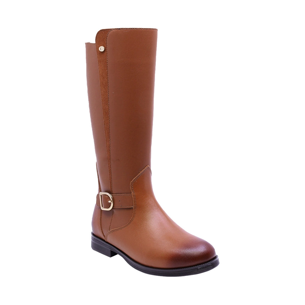 BOTA COQUETA PARA NIÑA EN SINTÉTICO COLOR MIEL CANUTA CON HEBILLA