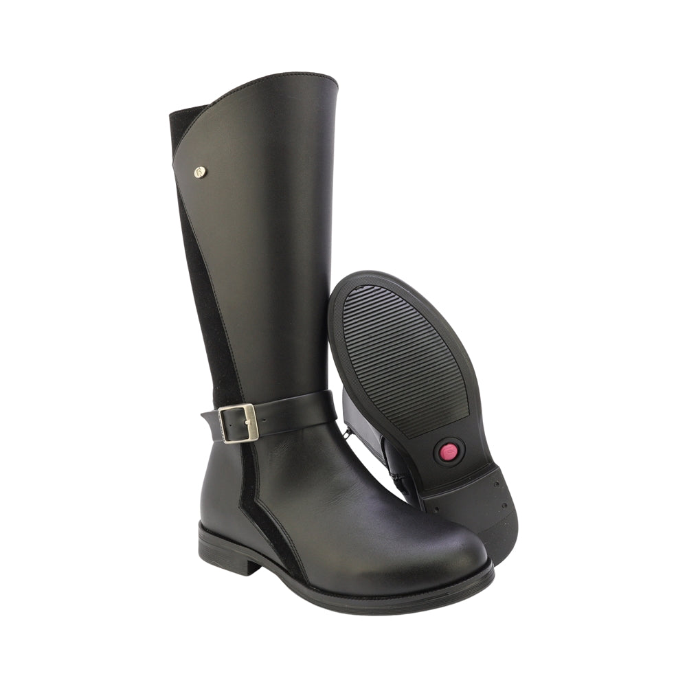 BOTA COQUETA PARA NIÑA EN SINTÉTICO COLOR NEGRO CANUTA CON HEBILLA