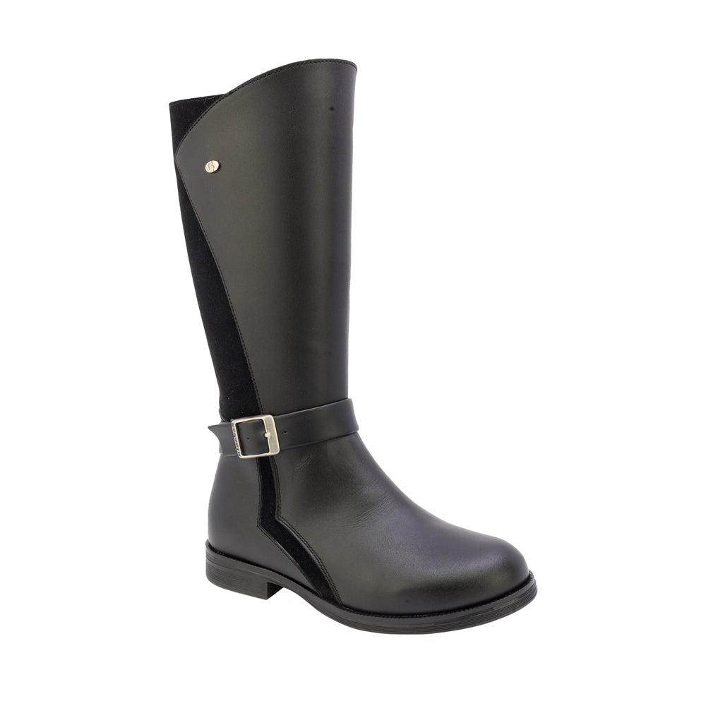 BOTA COQUETA PARA NIÑA EN SINTÉTICO COLOR NEGRO CANUTA CON HEBILLA