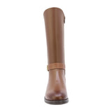 BOTA COQUETA PARA NIÑA EN SINTÉTICO COLOR CAFÉ CLARO CANUTA CON HEBILLA