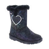 Bota Coqueta para niña en sintético negro Elvis con aplicación de corazón