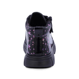 BOTITA COQUETA PARA NIÑA EN CHAROL COLOR NEGRO THUNDER CON ESTAMPADO DE ESTRELLAS