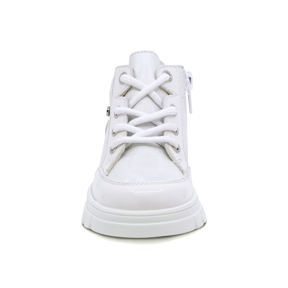 TENIS COQUETA PARA NIÑA DE SINTÉTICO COLOR BLANCO SUELA THUNDER CON AGUJETA