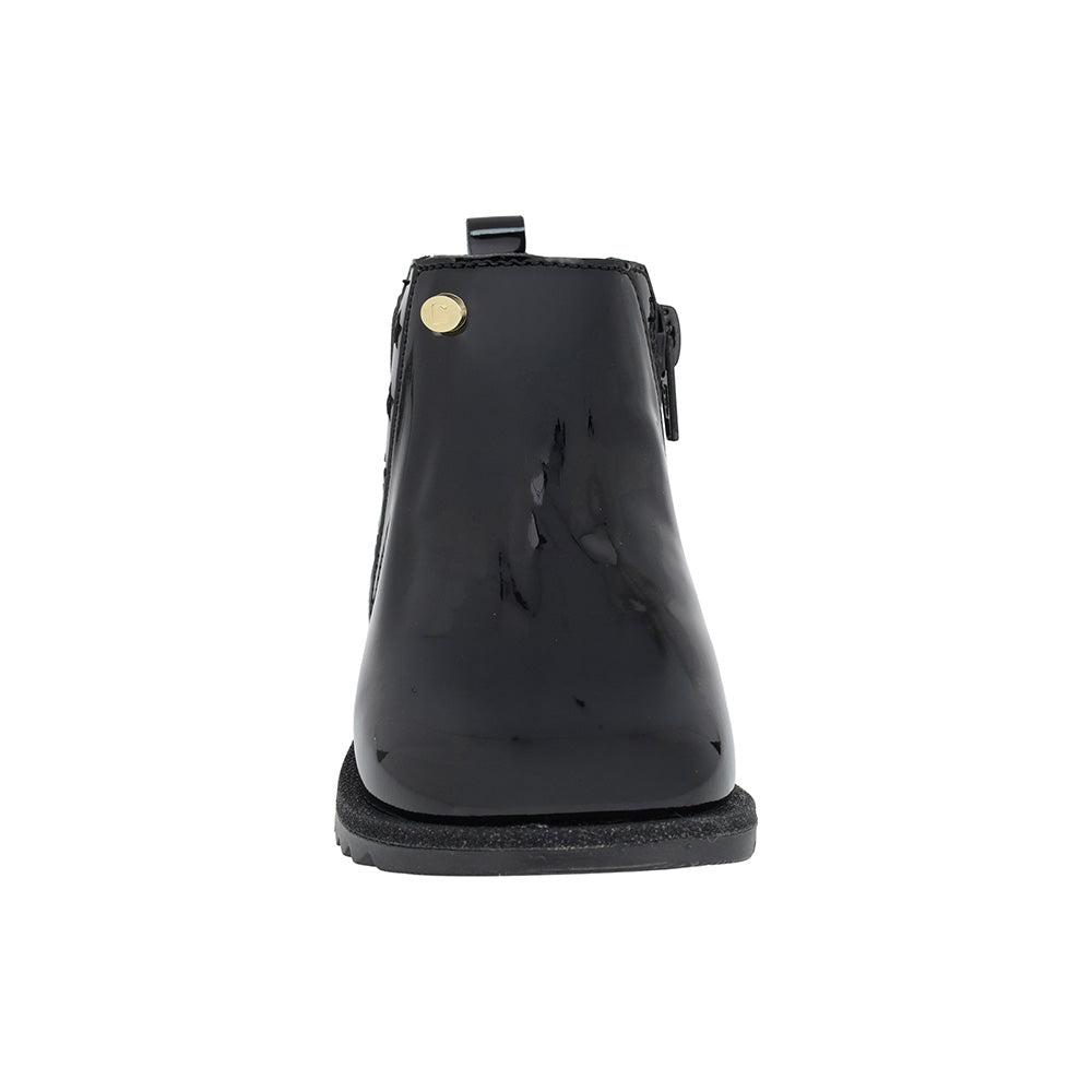 BOTA COQUETA PARA NIÑA EN CHAROL COLOR NEGRO RONDY CON ELÁSTICO