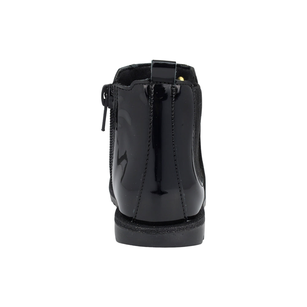 BOTA COQUETA PARA NIÑA EN CHAROL COLOR NEGRO RONDY CON ELÁSTICO
