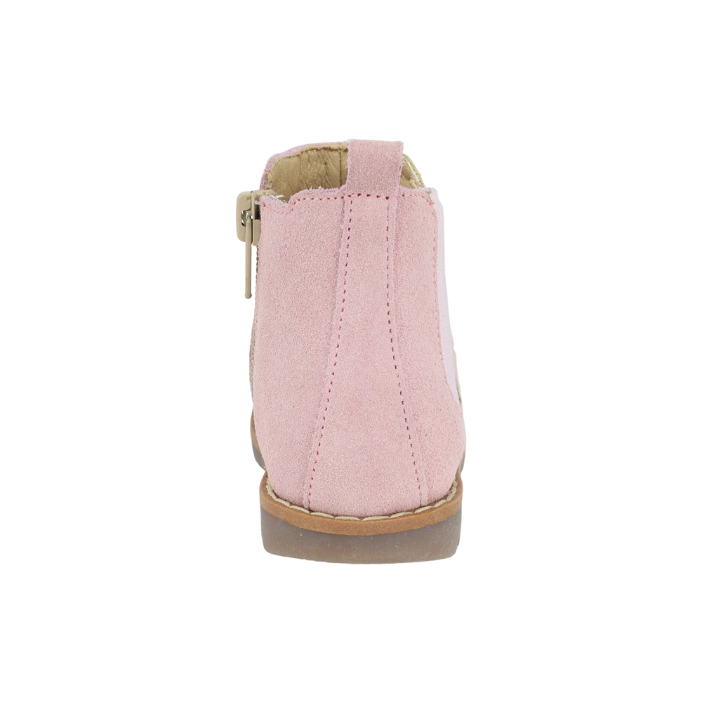 BOTA COQUETA PARA NIÑA EN PIEL COLOR ROSA RONDY CON ELÁSTICO