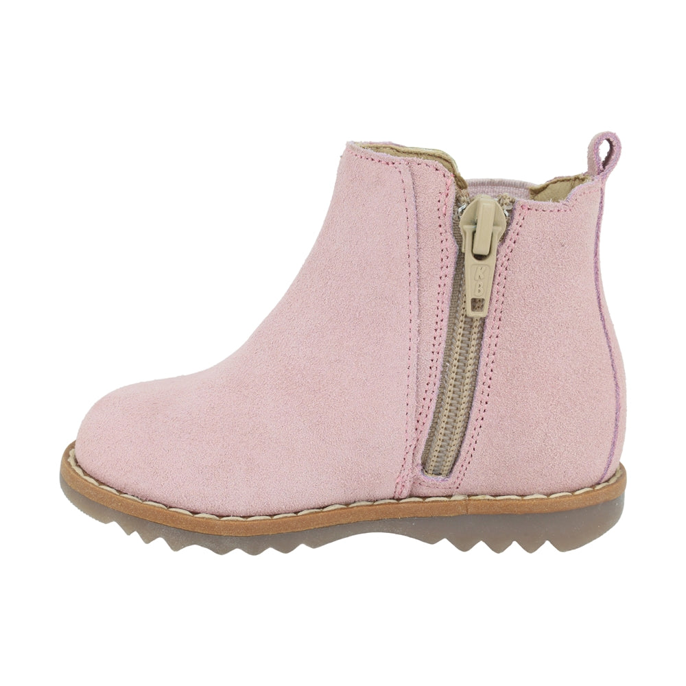 BOTA COQUETA PARA NIÑA EN PIEL COLOR ROSA RONDY CON ELÁSTICO